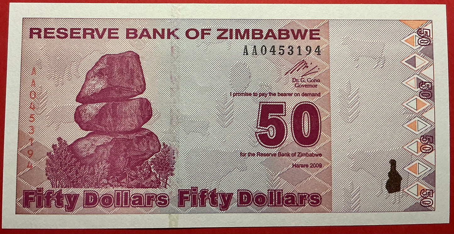 Zimbabwe - 50 Dollar 2.2.2009 P#96 Kvalitet 0