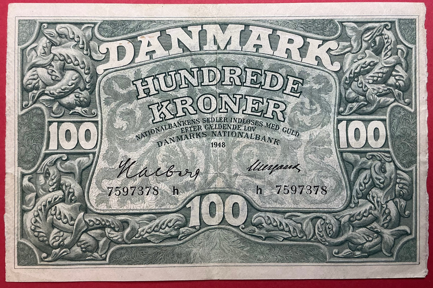 Danmark - 100 Kroner 1948 (H7597378) Sieg#126 Kvalitet 1+