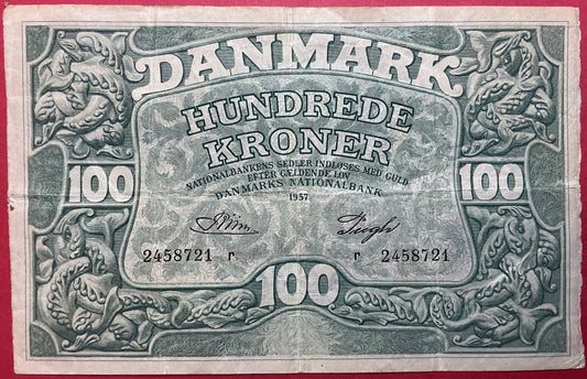 Danmark - 100 Kroner 1957 (R2458721) Sieg#126 Kvalitet 1