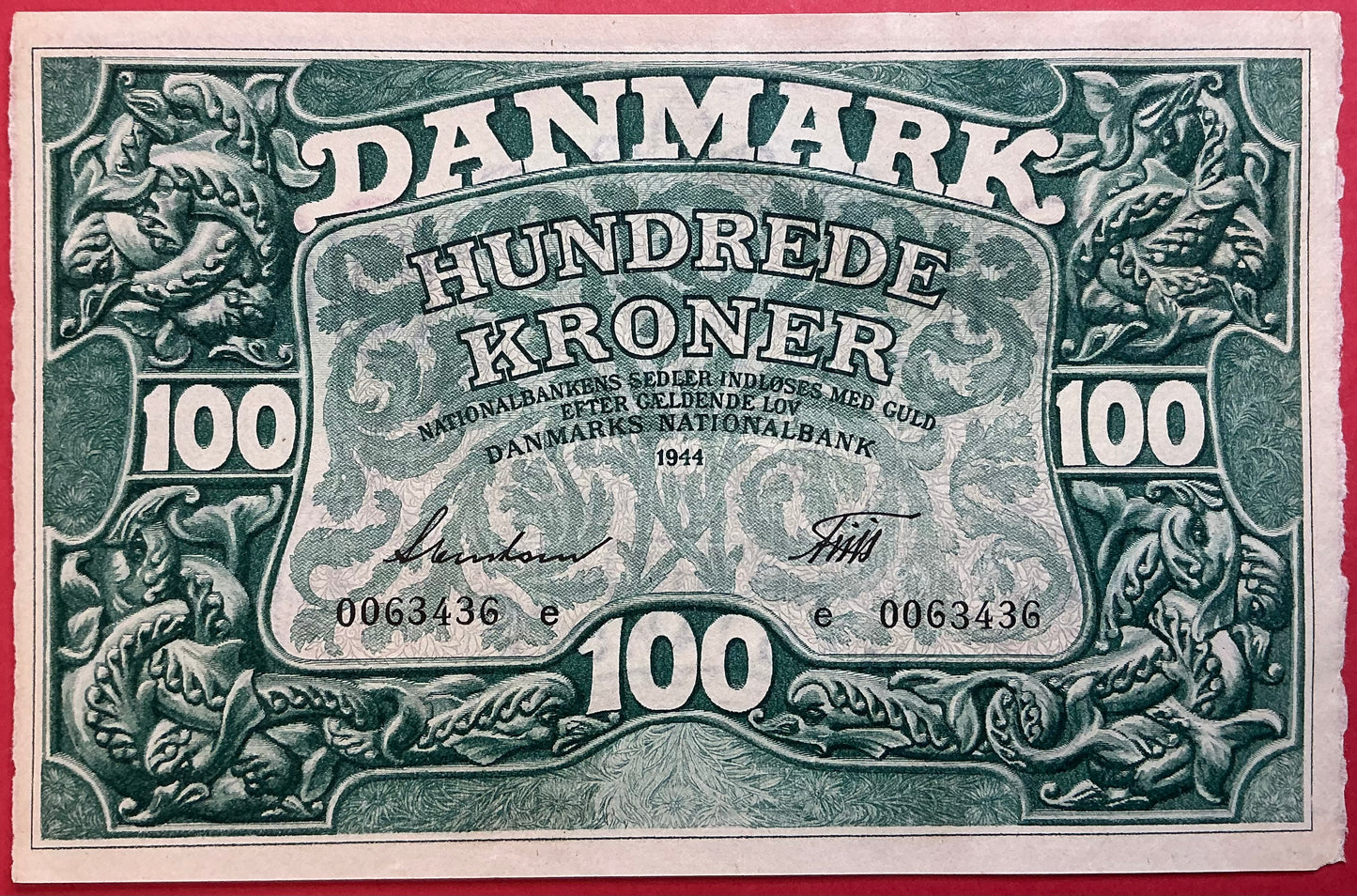Danmark - 100 Kroner 1944 (E0063436) Sieg#125 Kvalitet 01
