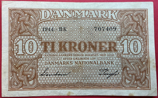 Danmark - 10 Kroner 1944 (BK707409) Sieg#120 Kvalitet 1+