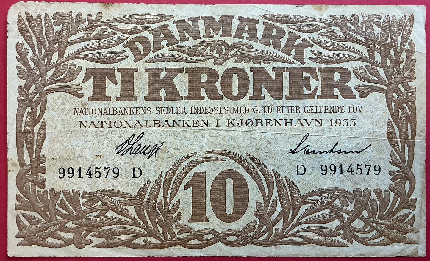 Danmark - 10 Kroner 1933 (D9914579) Sieg#104 Kvalitet 1