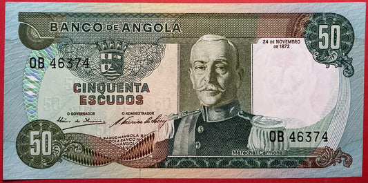 Angola - 50 Escudos 24.11.1972 P#100 Kvalitet 0