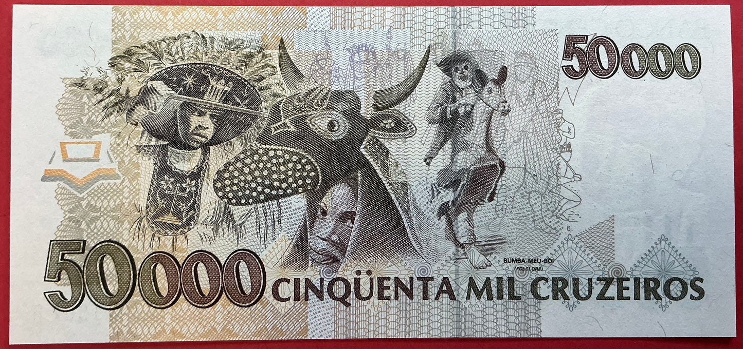 Brazil - 50 Cruzeiros Reals on 50.000 Cruzeiros (1993) P#237 Kvalitet 0