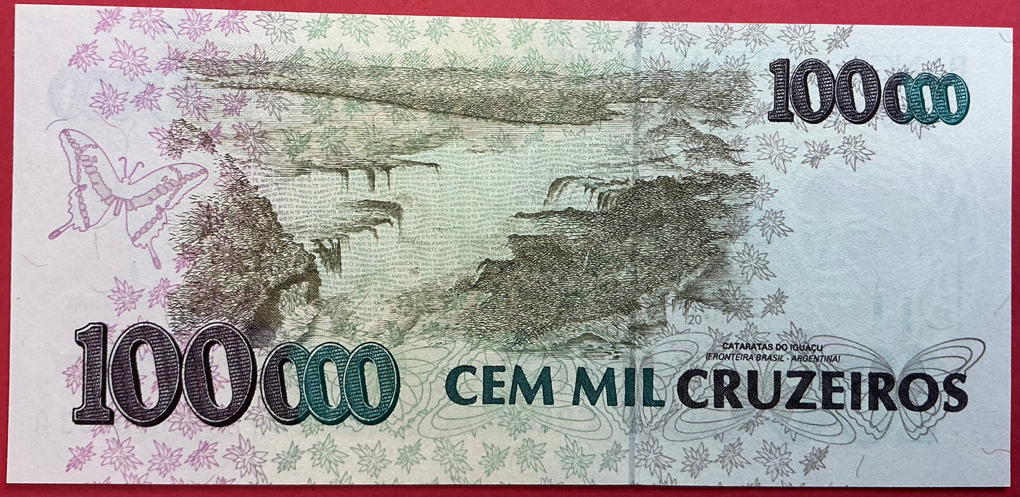 Brazil - 100.000 Cruzeiros Reals on 100.000 Cruzeiros (1993) P#238 Kvalitet 0