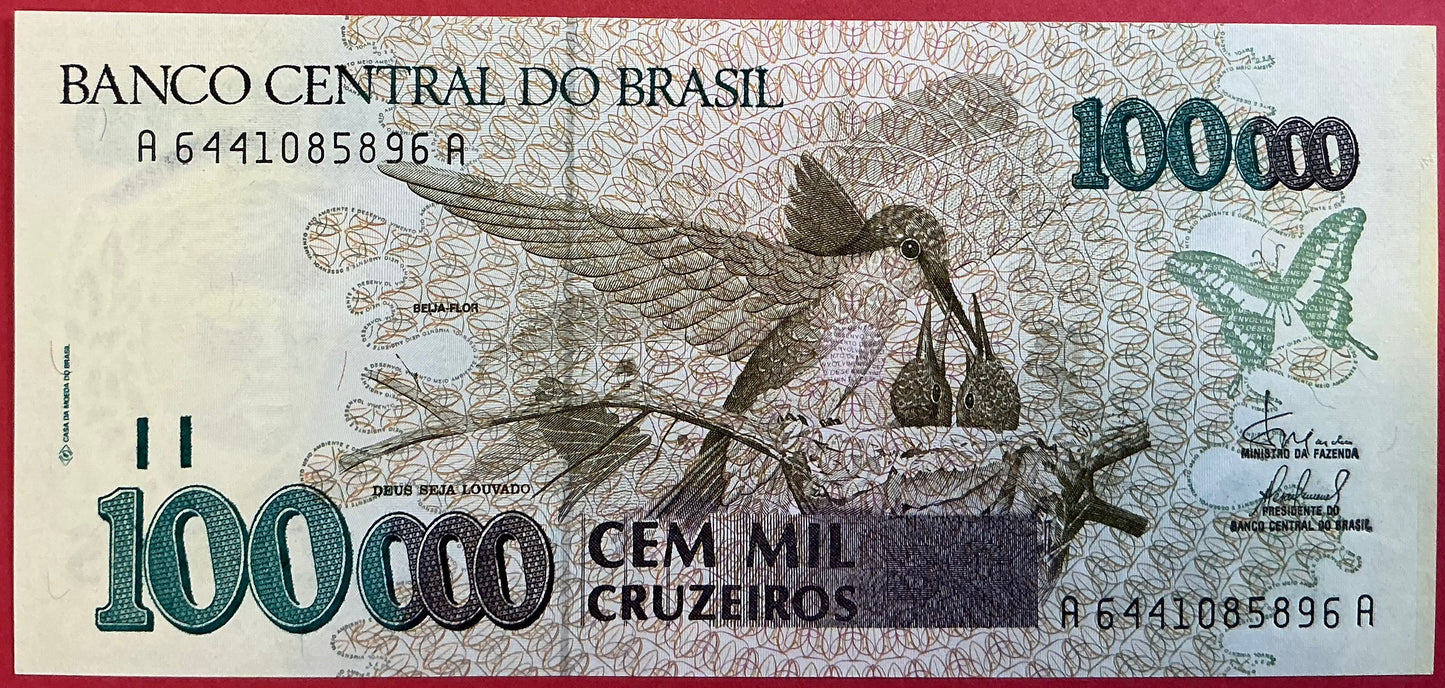 Brazil - 100.000 Cruzeiros (1993) P#235d Kvalitet 0