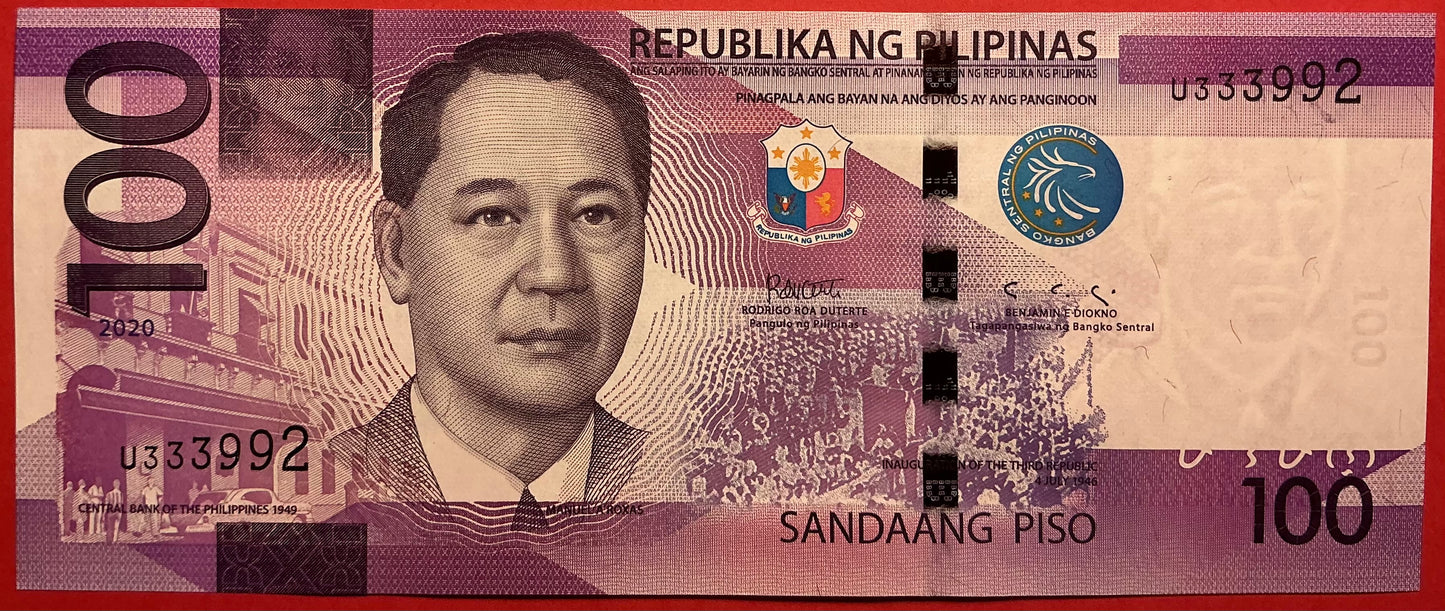 Philippines - 100 Piso 2020 P#W225 Kvalitet 0