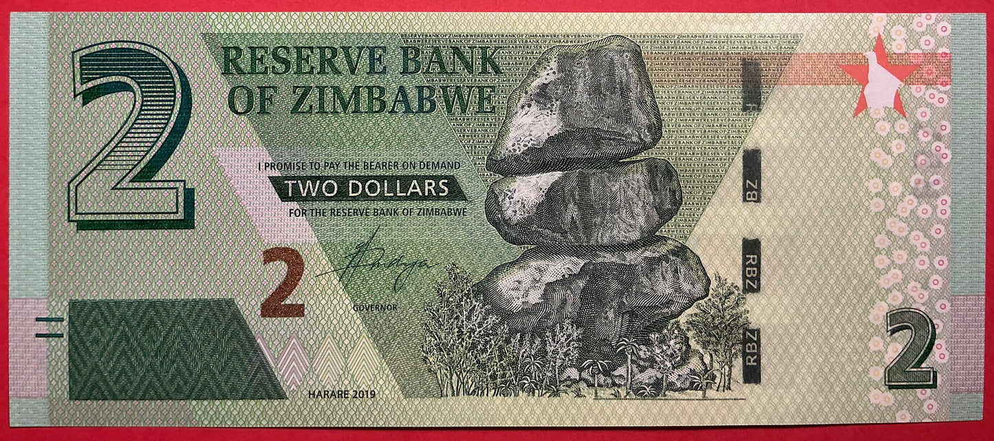 Zimbabwe - 2 Dollars 2019 P#W101 Kvalitet 01/0