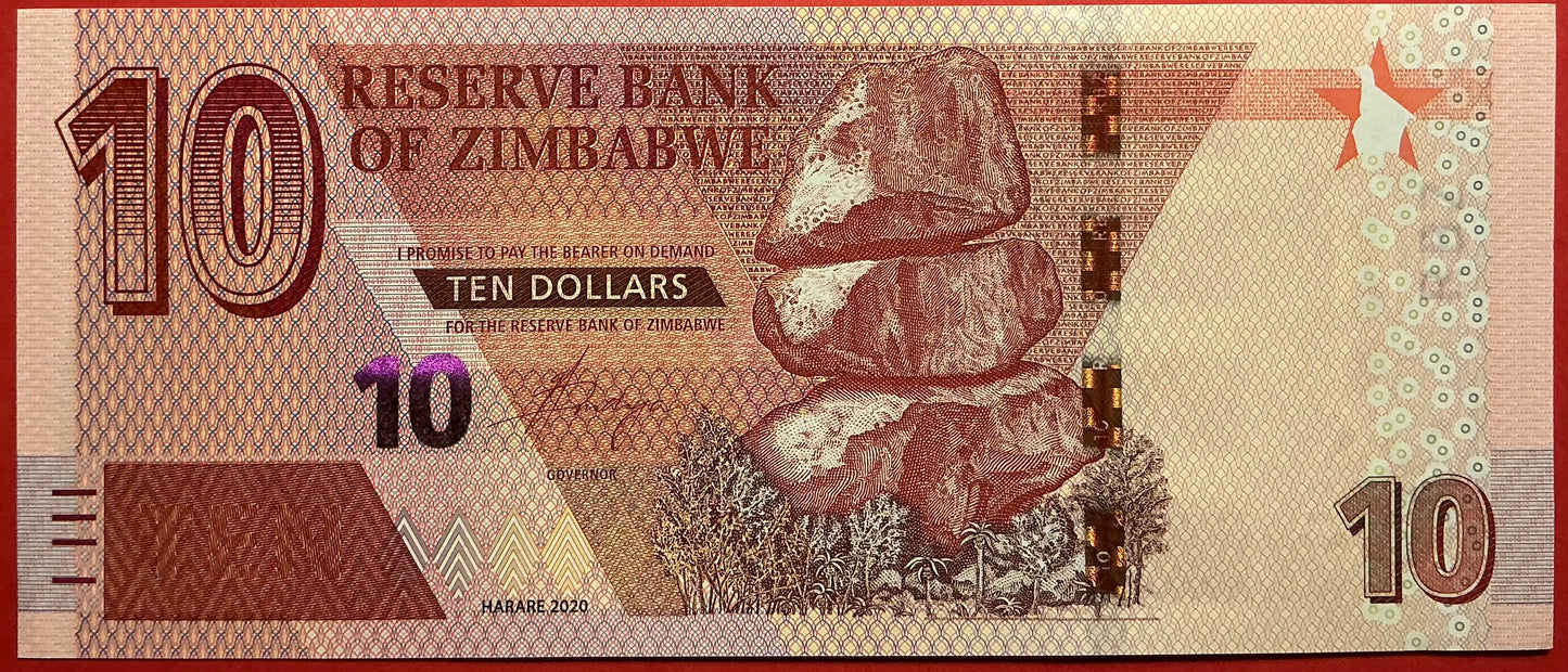 Zimbabwe - 10 Dollars 2020 P#W103 Kvalitet 01/0