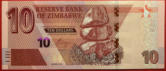 Zimbabwe - 10 Dollars 2020 P#W103 Kvalitet 01/0