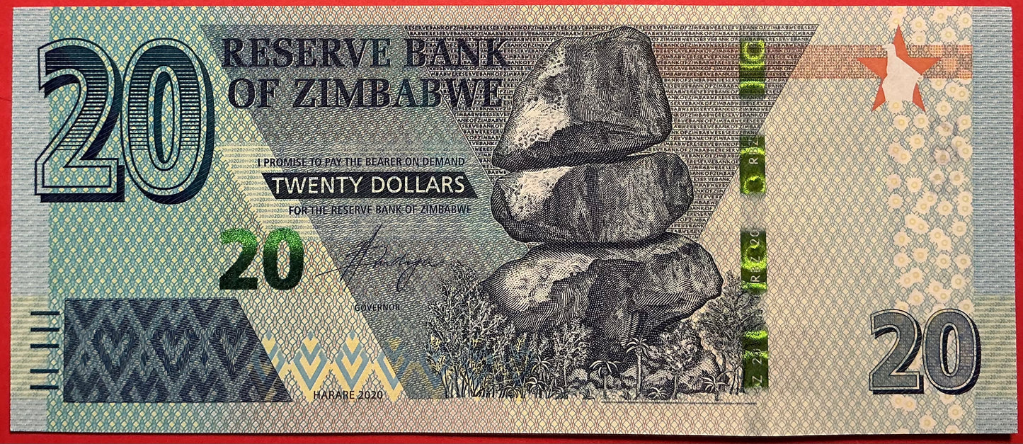 Zimbabwe - 20 Dollars 2020 P#W104 Kvalitet 0
