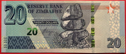 Zimbabwe - 20 Dollars 2020 P#W104 Kvalitet 0