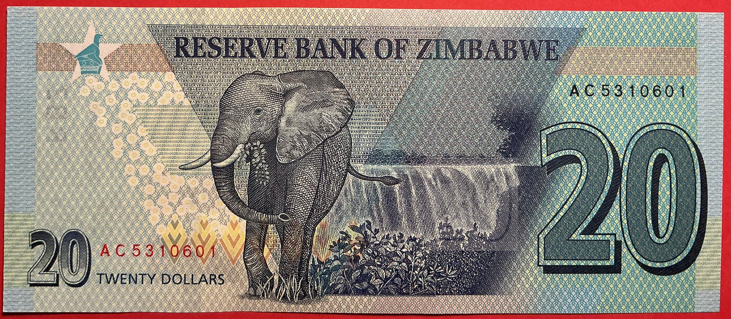 Zimbabwe - 20 Dollars 2020 P#W104 Kvalitet 0