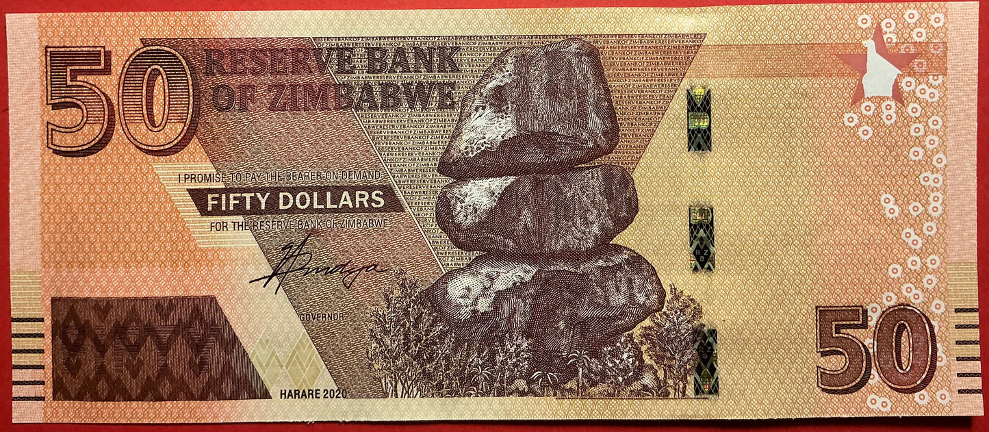 Zimbabwe - 50 Dollars 2020 P#W105 Kvalitet 01/0