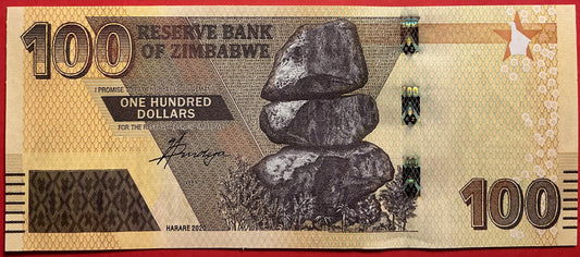 Zimbabwe - 100 Dollars 2020 P#W106 Kvalitet 01/0