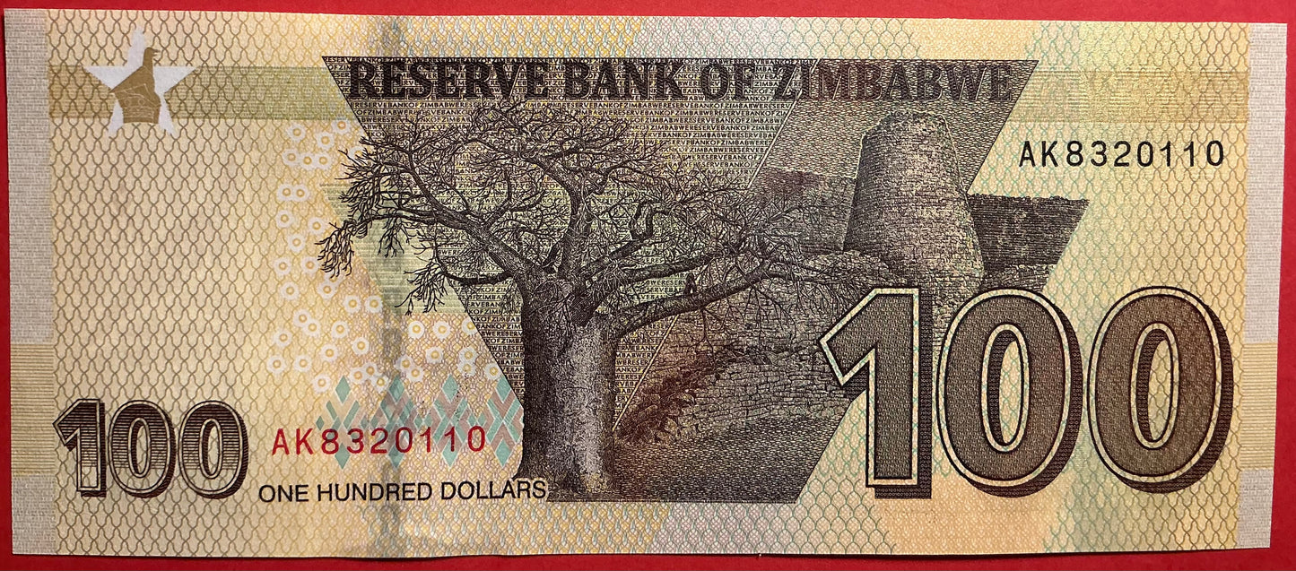 Zimbabwe - 100 Dollars 2020 P#W106 Kvalitet 01/0