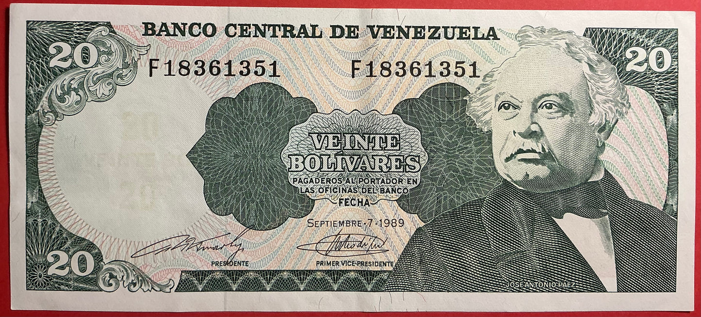 Venezuela - 20 Bolivares 7.9.1989 P#63b Kvalitet 01