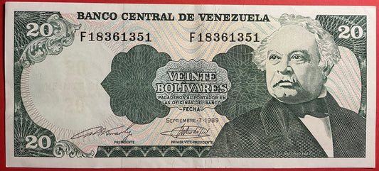 Venezuela - 20 Bolivares 7.9.1989 P#63b Kvalitet 01