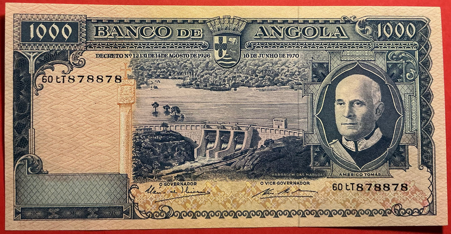 Angola - 1000 Escudos 10.6.1970 P#98 Kvalitet 0