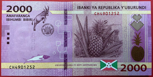 Burundi - 2000 Francs 11.9.2023 P#52 Kvalitet 0