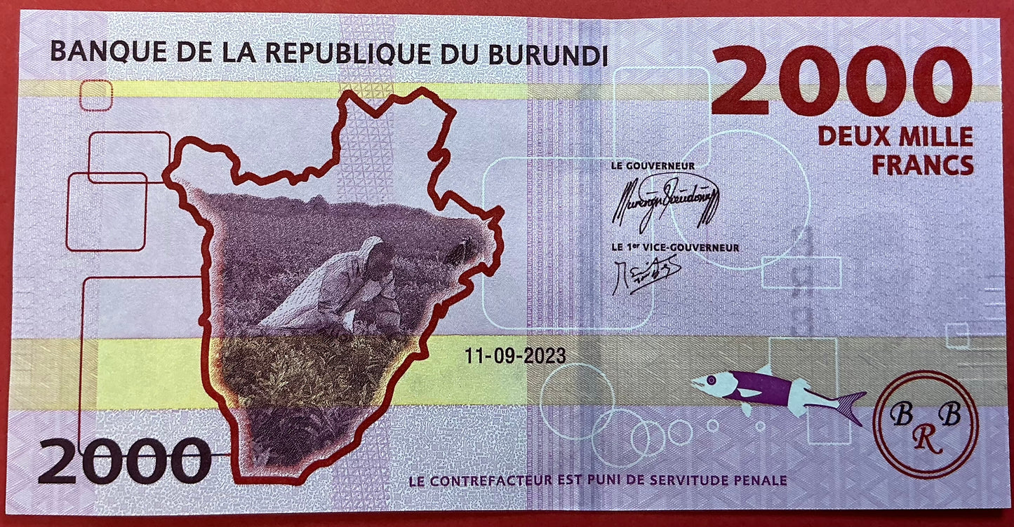 Burundi - 2000 Francs 11.9.2023 P#52 Kvalitet 0