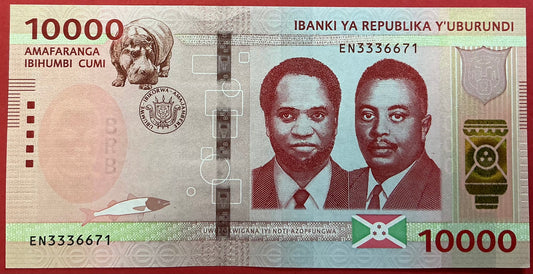 Burundi - 10.000 Francs 7.11.2022 P#W59 Kvalitet 01/0