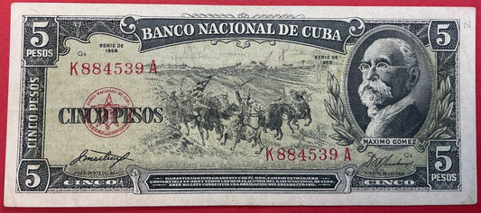 Cuba - 5 Pesos 1958 P#91a Kvalitet 1+/01