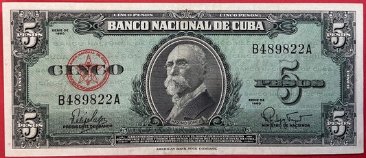 Cuba - 5 Pesos 1960 P#92a Kvalitet 1+/01