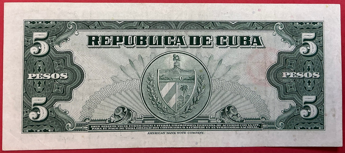 Cuba - 5 Pesos 1960 P#92a Kvalitet 1+/01