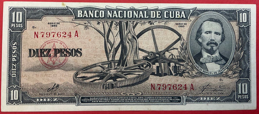 Cuba - 10 Pesos 1960 P#88c Kvalitet 1+/01