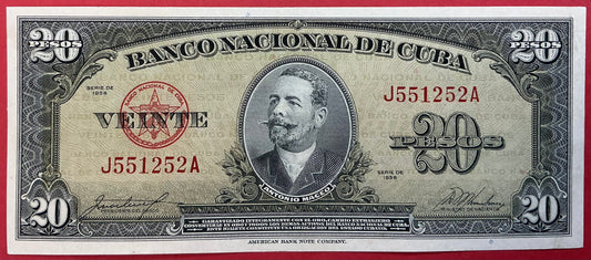 Cuba - 20 Pesos 1958 P#80b Kvalitet 01