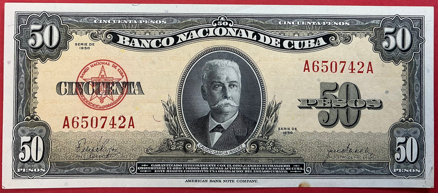 Cuba - 50 Pesos 1950 P#81a Kvalitet 01