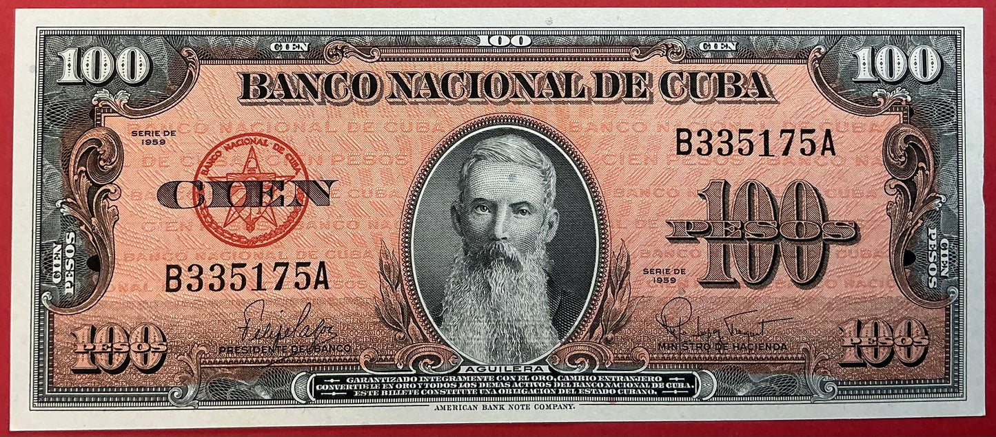 Cuba - 100 Pesos 1959 P#93a Kvalitet 01