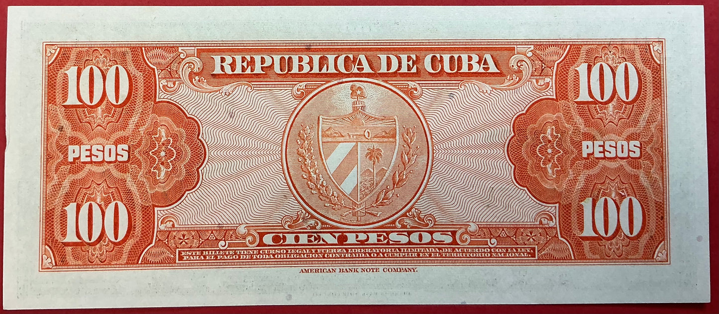 Cuba - 100 Pesos 1959 P#93a Kvalitet 01