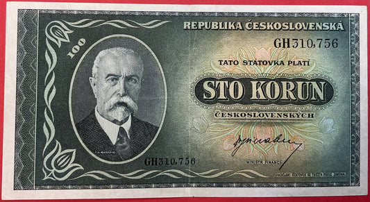 Czechoslovakia - 100 Korun (1945) P#63a Kvalitet 1+/01