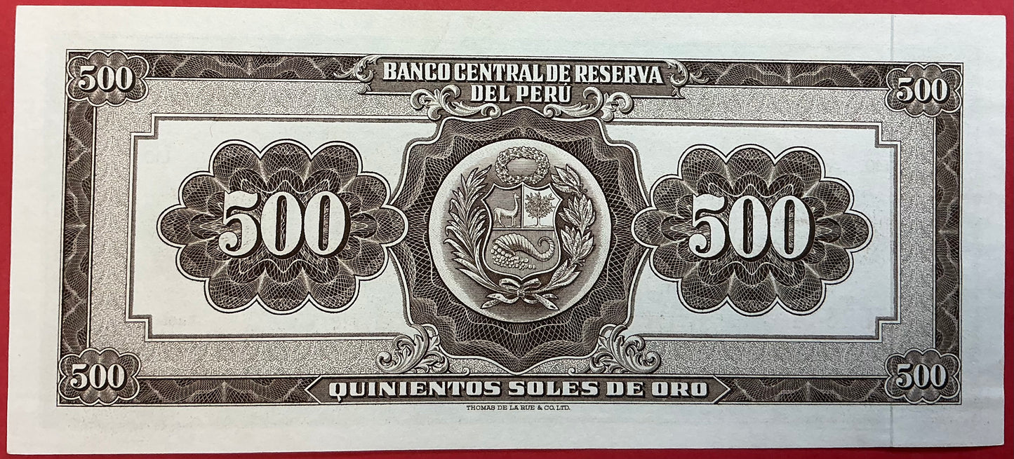 Peru - 500 Soles de Oro 20.5.1966 P#87a Kvalitet 01