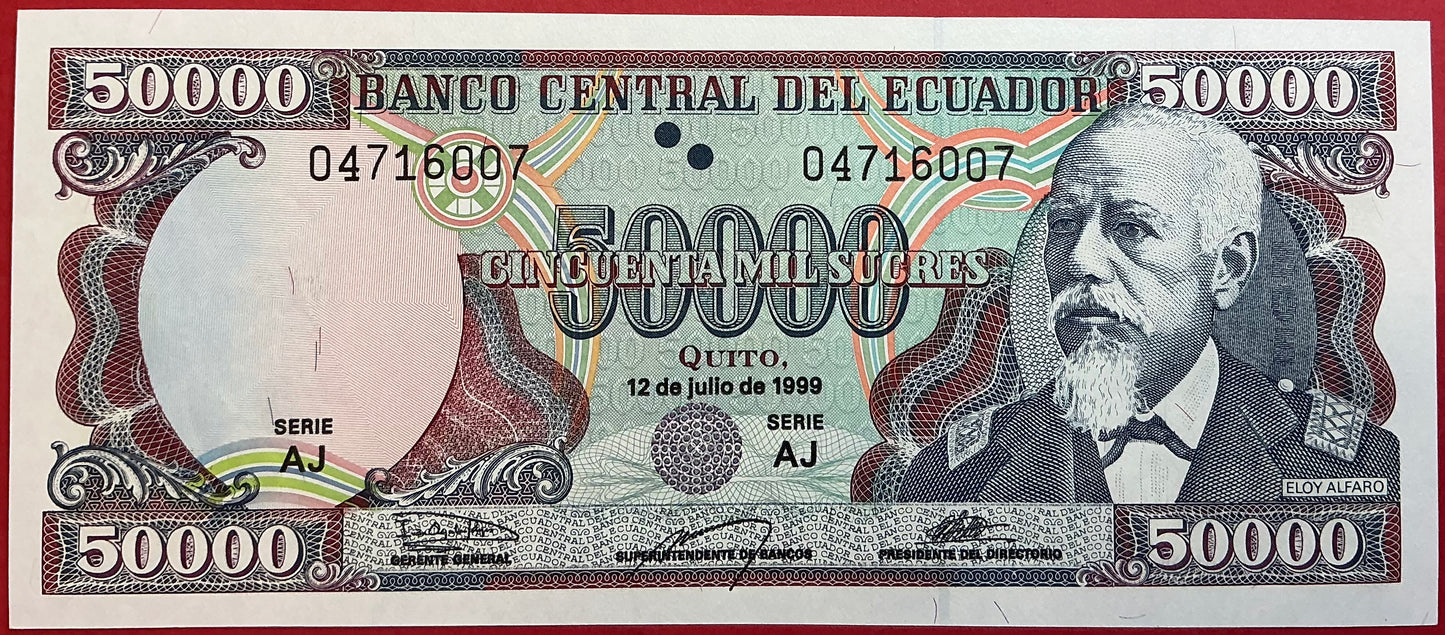 Ecuador - 50.000 Sucres 12.7.1999 P#130 Kvalitet 0