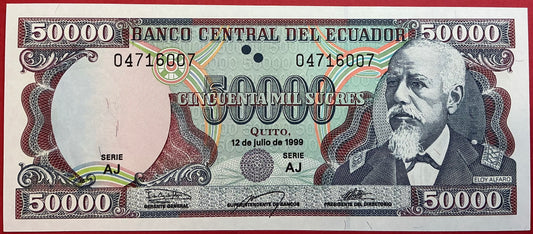 Ecuador - 50.000 Sucres 12.7.1999 P#130 Kvalitet 0