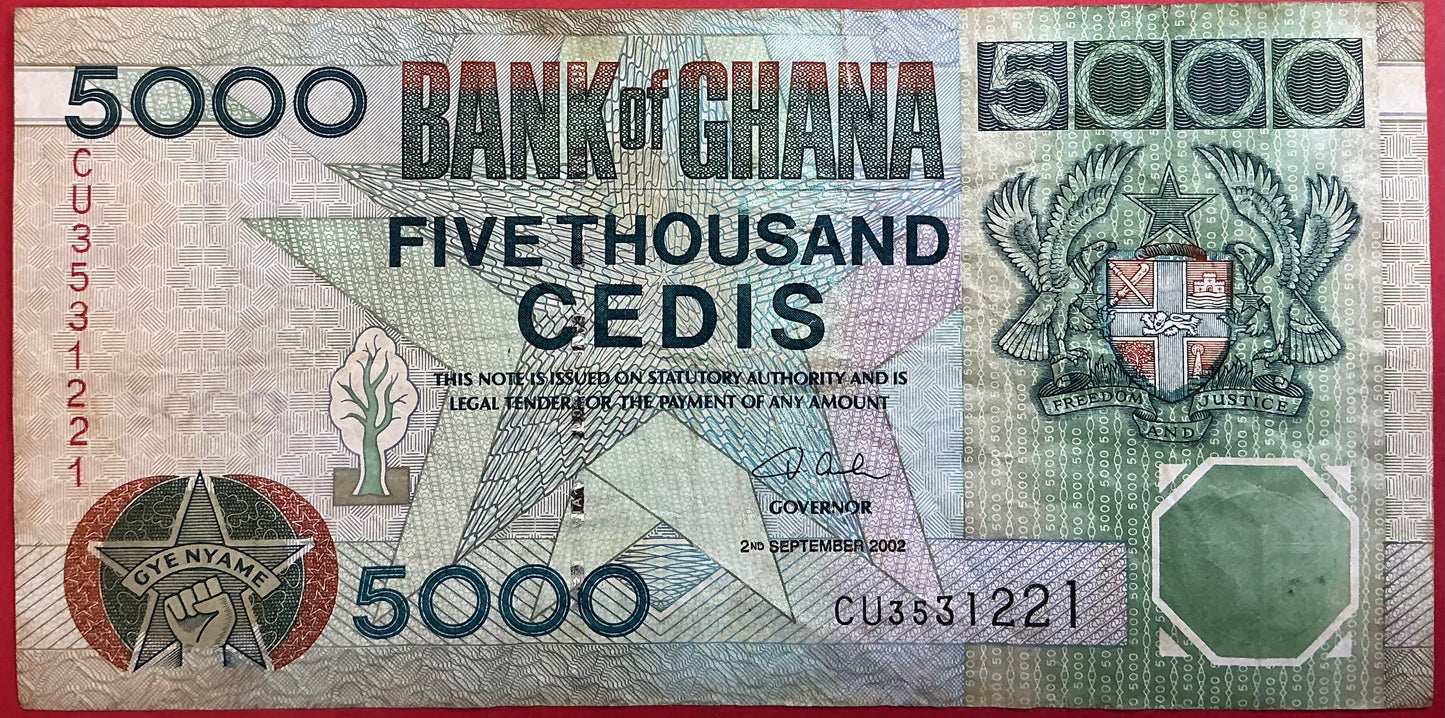Ghana - 5000 Cedis 2.9.2002 P#34h kvalitet 1