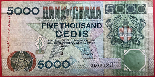 Ghana - 5000 Cedis 2.9.2002 P#34h kvalitet 1