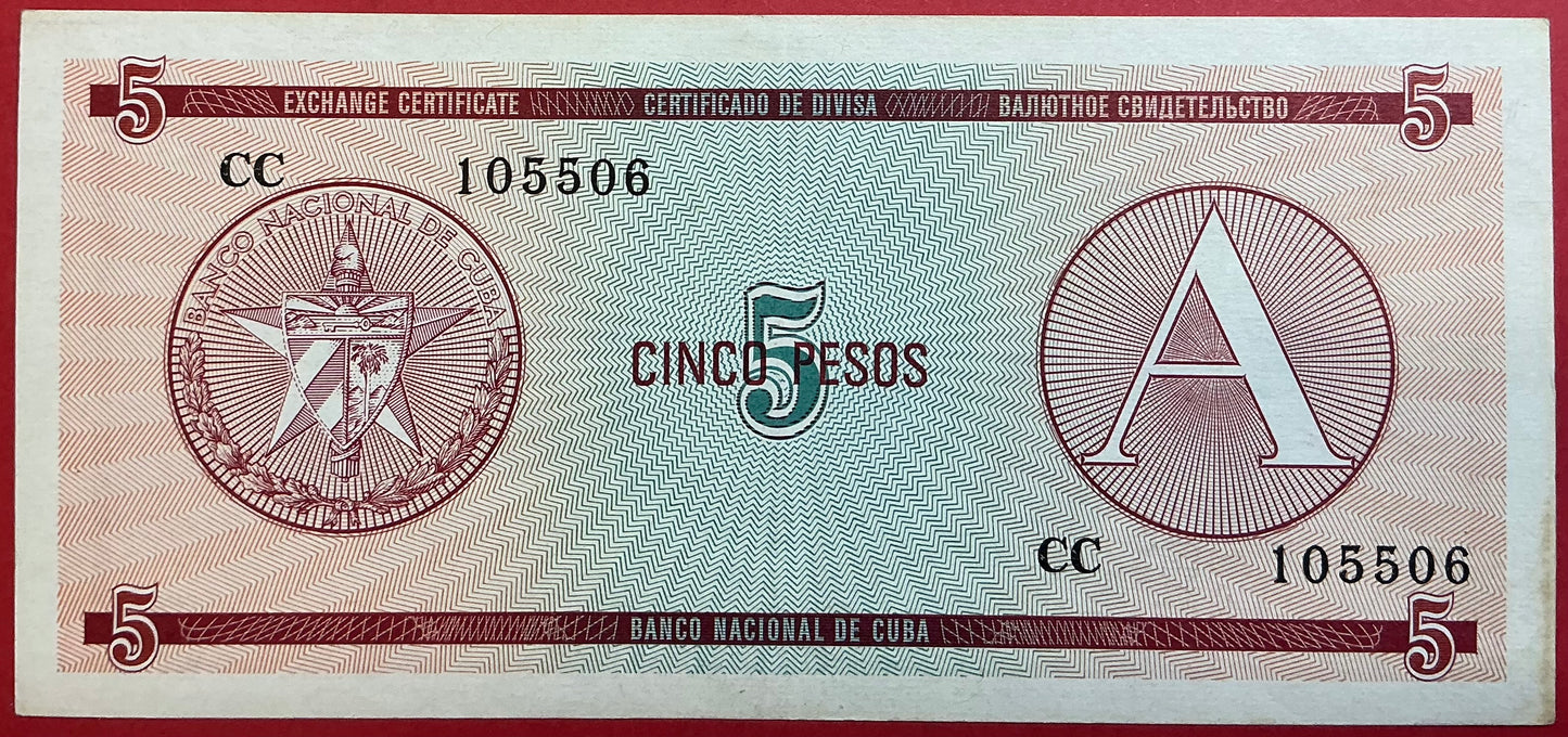 Cuba - 5 Pesos (1985) *Foreign Exchange Certificate* P#FX3 Kvalitet 01/0