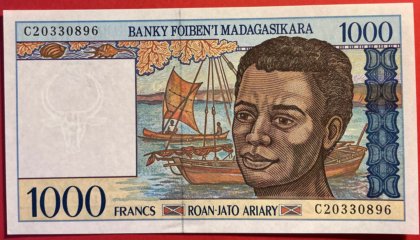 Madagascar - 1000 Francs (1994) P#76b Kvalitet 01/0