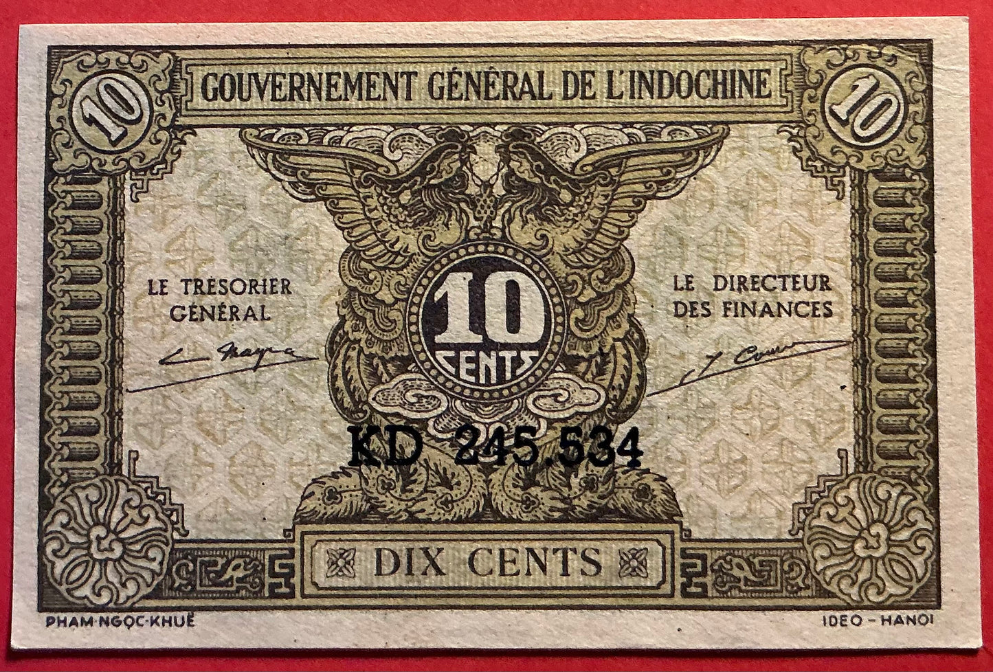 France Indo-China - 10 Cent 1942 P#89a Kvalitet 01