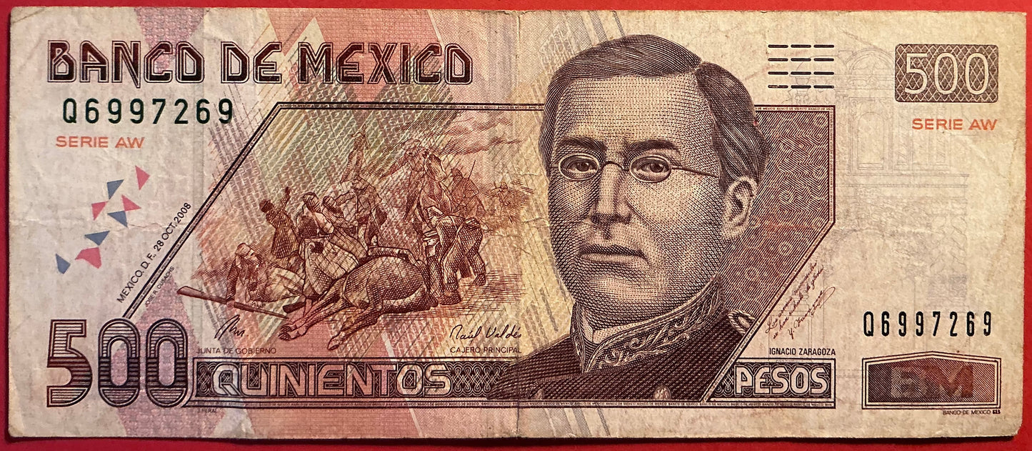 Mexico - 500 Pesos 28.10.2008 P#120d Kvalitet 1-/1
