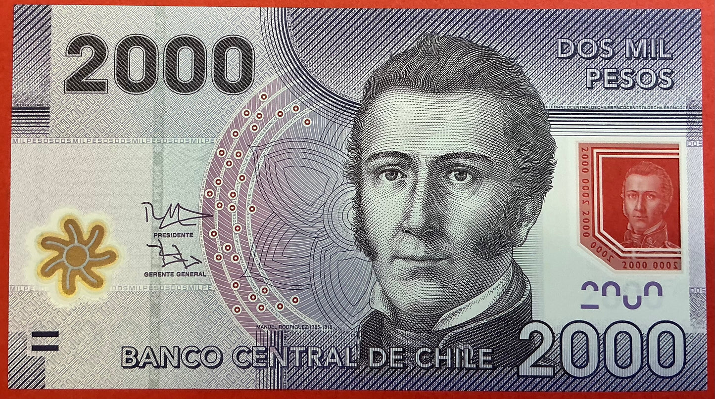 Chile -2000 Pesos 2014 P#162d Kvalitet 0