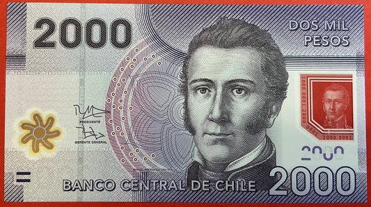 Chile -2000 Pesos 2014 P#162d Kvalitet 0