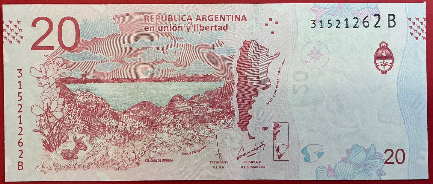 Argentina - 20 Pesos (2017) P#361 Kvalitet 0
