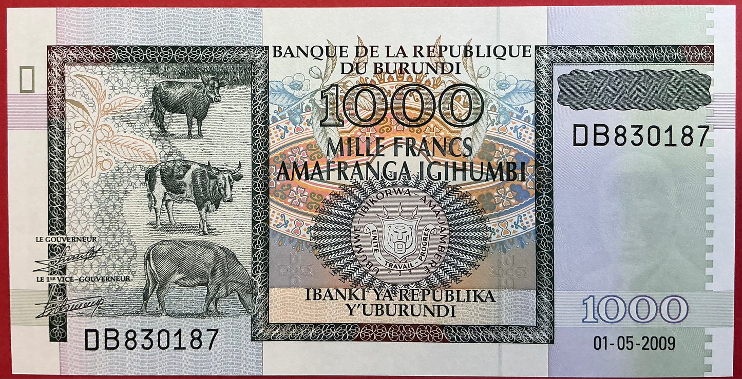 Burundi - 1000 Francs 1.5.2009 P#46 Kvalitet 0
