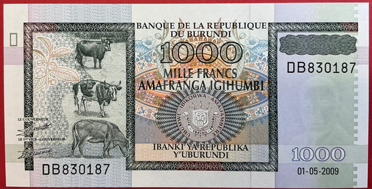 Burundi - 1000 Francs 1.5.2009 P#46 Kvalitet 0