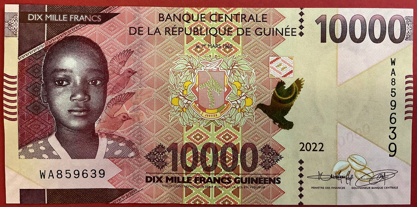 Guinea - 10.000 Francs 2022 P#W49A Kvalitet 0